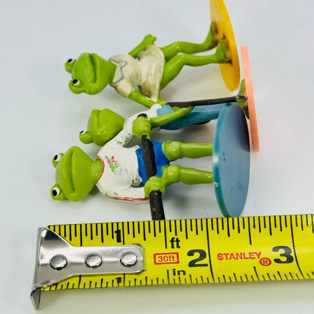 Vintage Frogs Playing Sports Plastic Figures Cake Toppers Golf Baseball Tennis